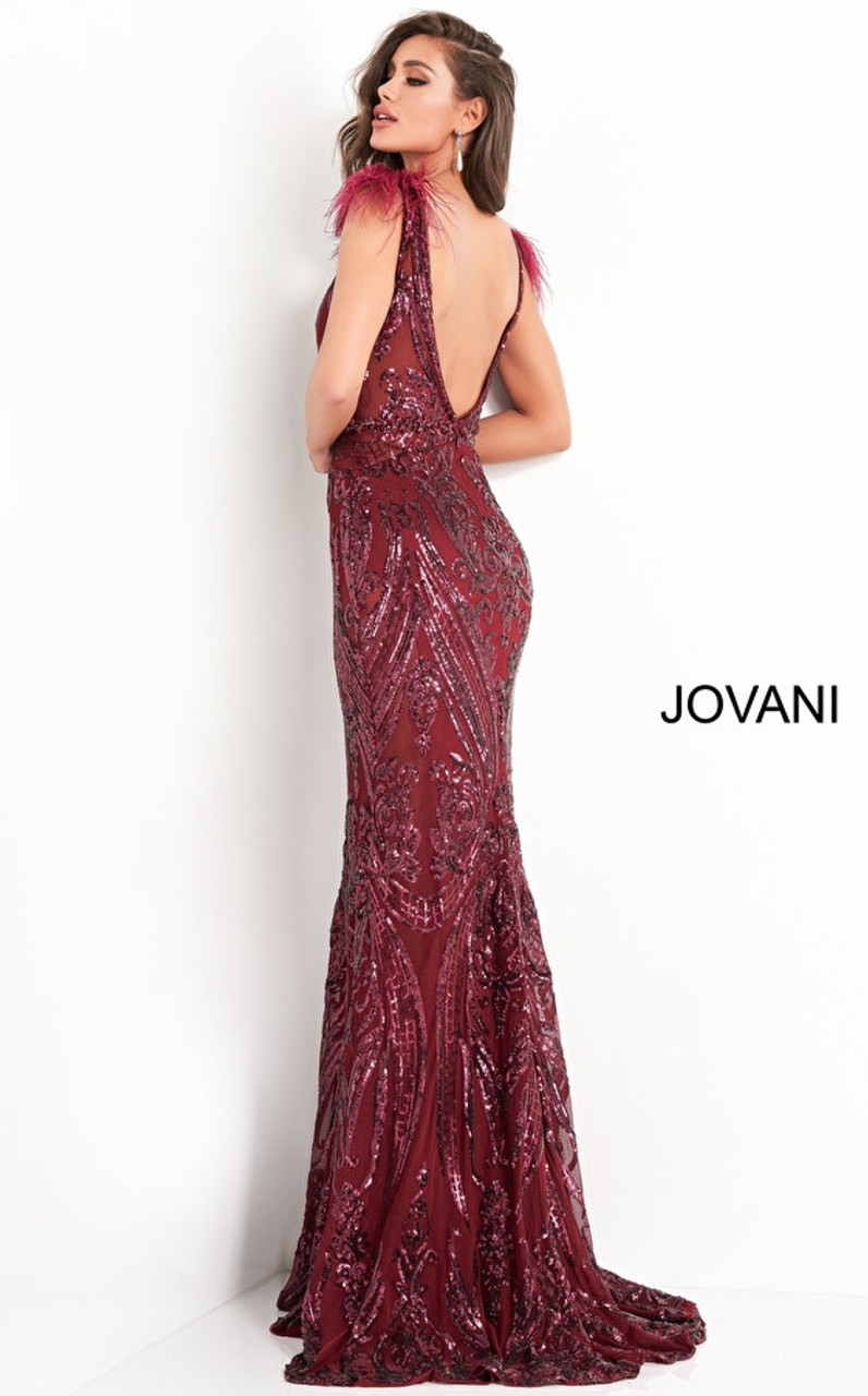 Jovani 3180 Plunging Neckline Sequin Prom Long Dress