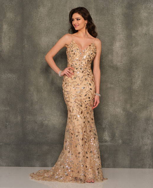 Dave and Johnny 10950 Gunmetal Prom Dress