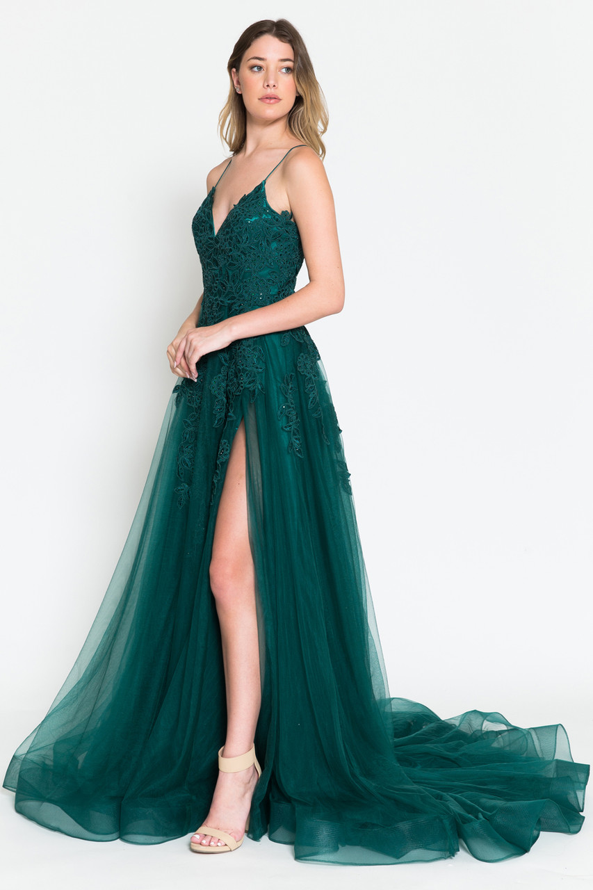 Amelia Couture BZ014 Fitted Side Slit Mermaid Floor Gown