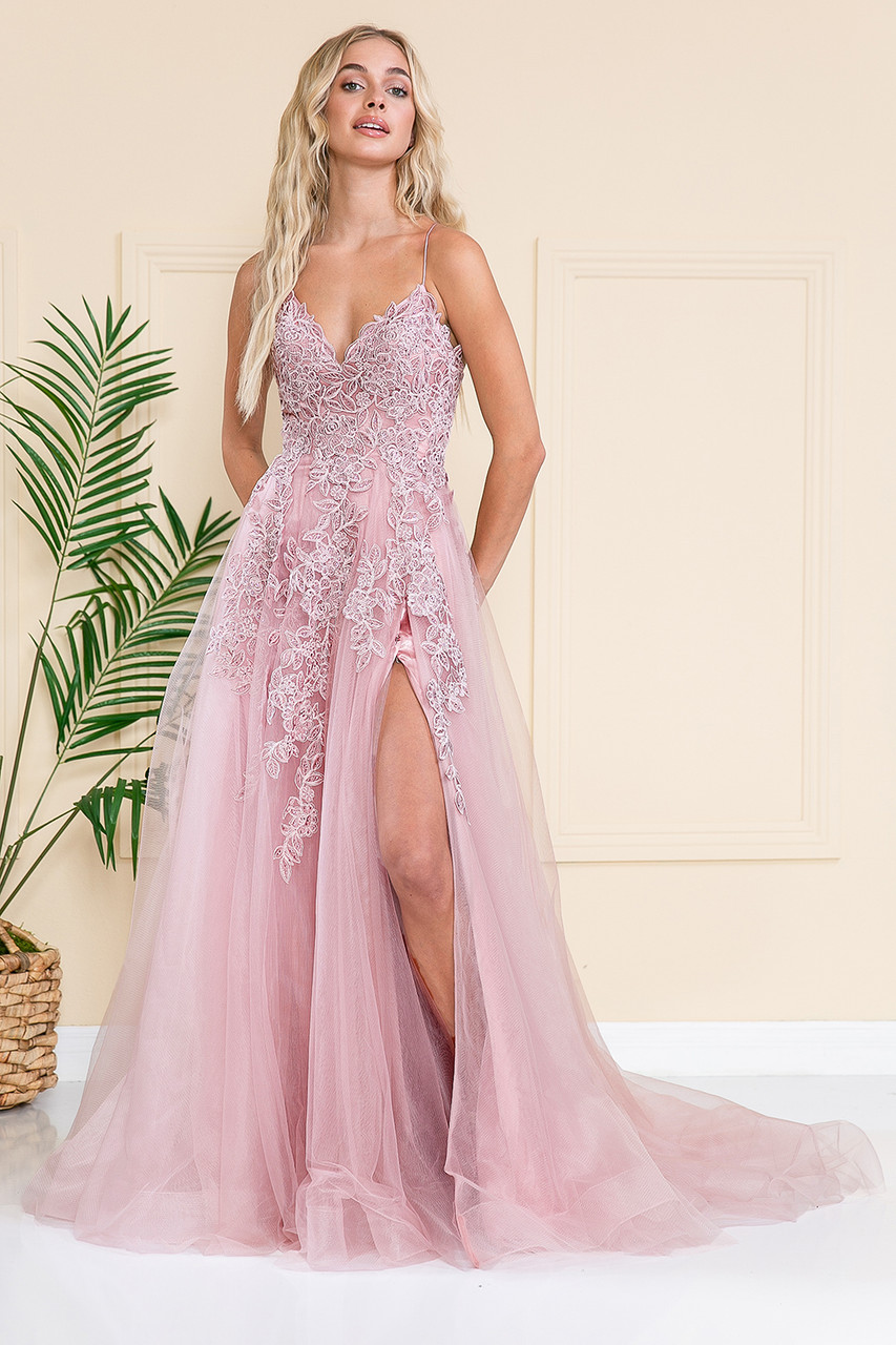 Amelia Couture BZ014 Fitted Side Slit Mermaid Floor Gown