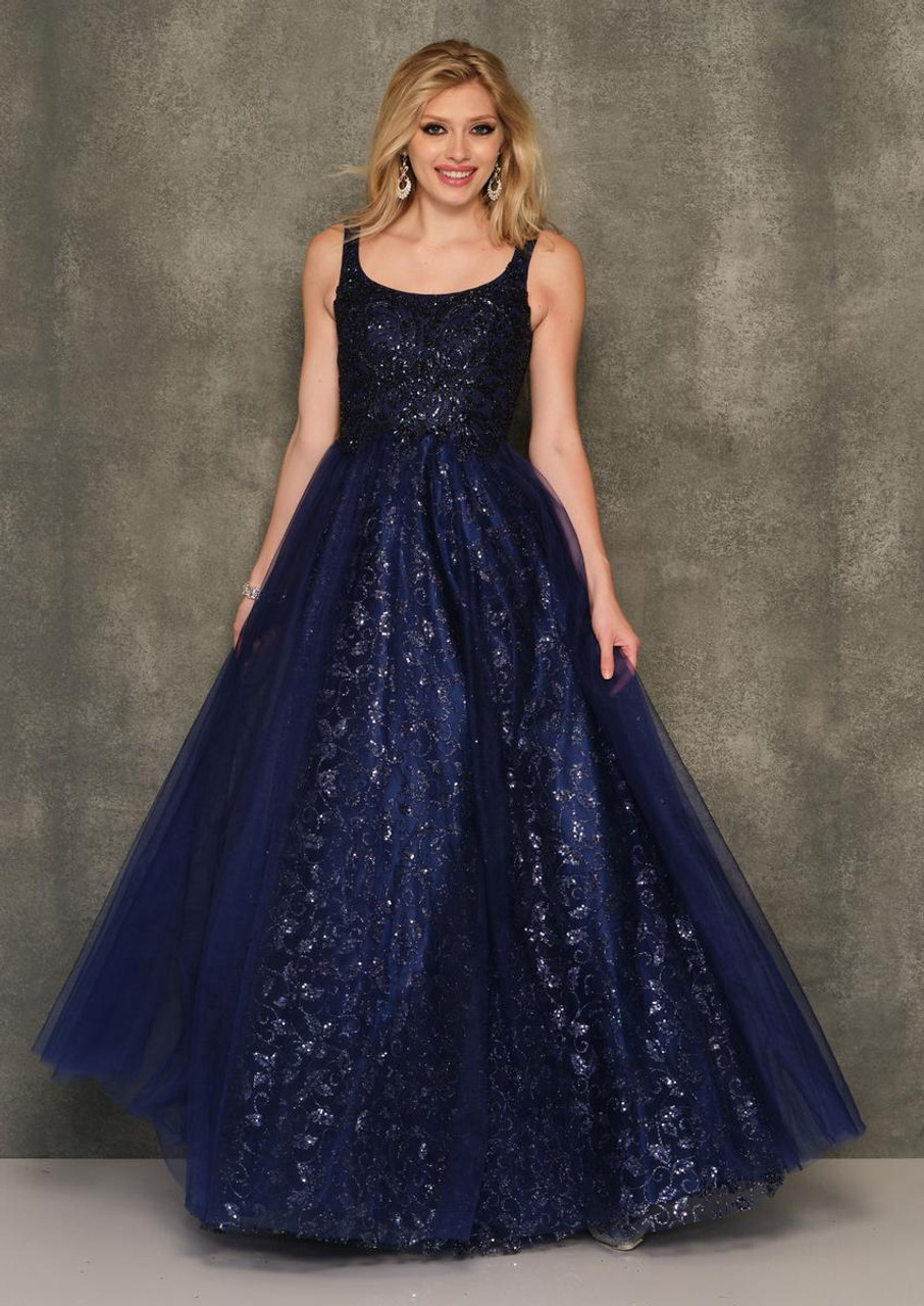 Dave and Johnny 11008 Wide Scoop Neck Long Prom Ballgown