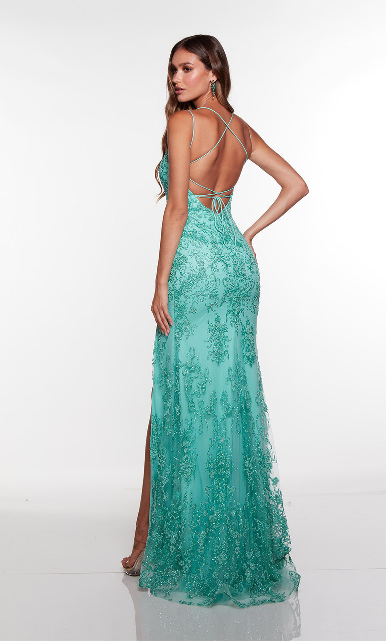 Alyce Paris 61407 Glitter Fabric Plunging Neck Prom Dress