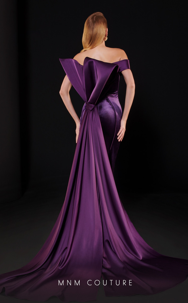 MNM Couture N0521 Velvet Square Neck Off Shoulder Long Dress