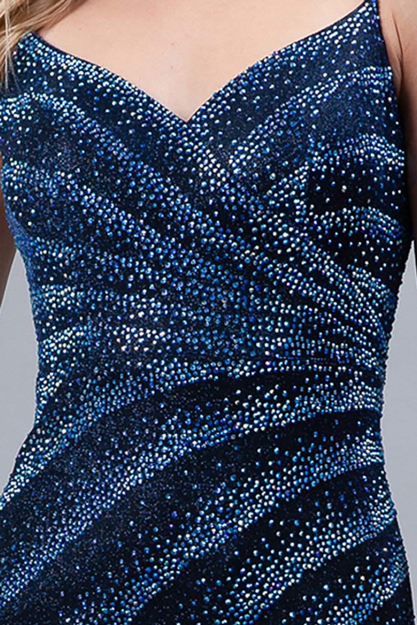 Amelia Couture 397 Glitter Lycra Sleeveless Long Dress