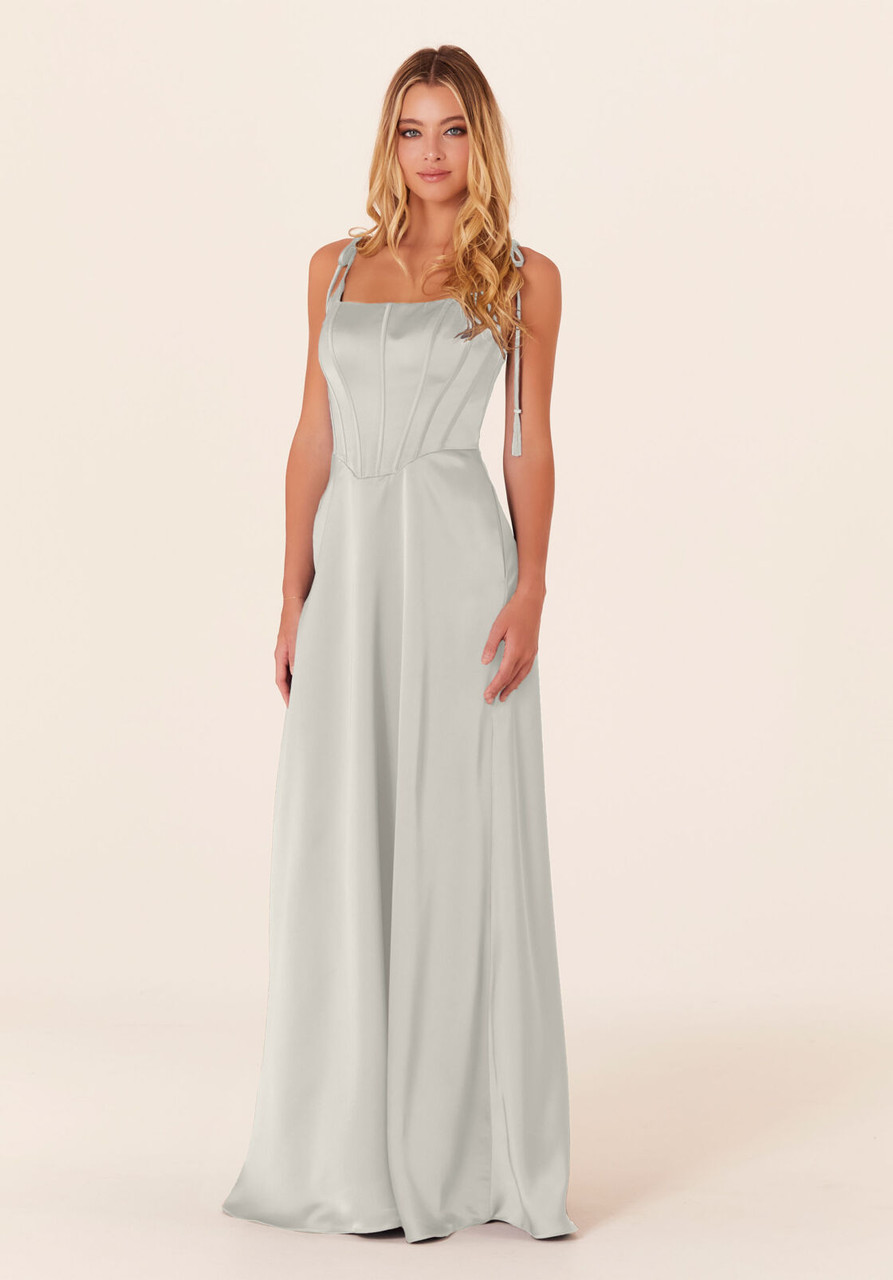 Lisa Olive Satin Cowl Neck Long Bridesmaid Dress