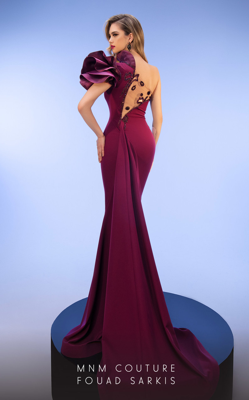 MNM Couture 2736A Cut Out Asymmetric Neck Floor Length Dress