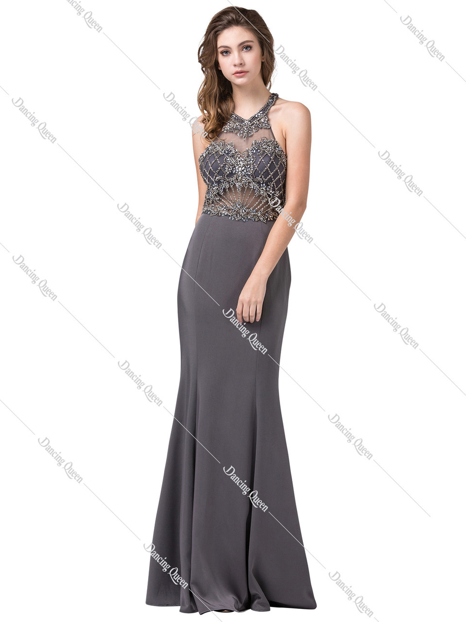 Buy Mac Duggal Bead-embellished Halter Gown - Silver At 25% Off |  Editorialist