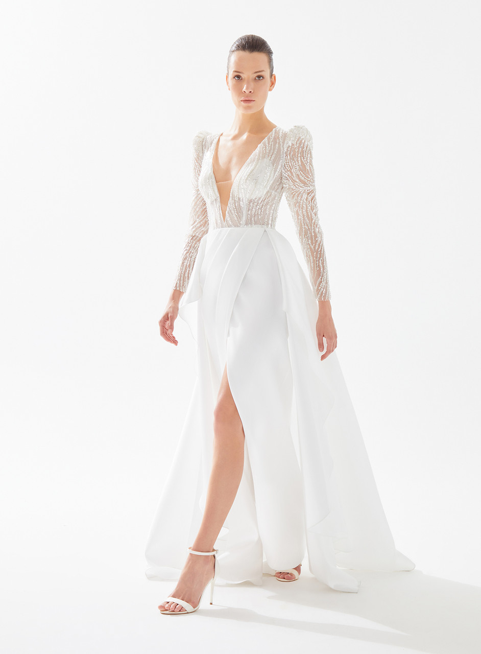Tarik Ediz G5021 Long Sleeves Hannah Bridal Gown