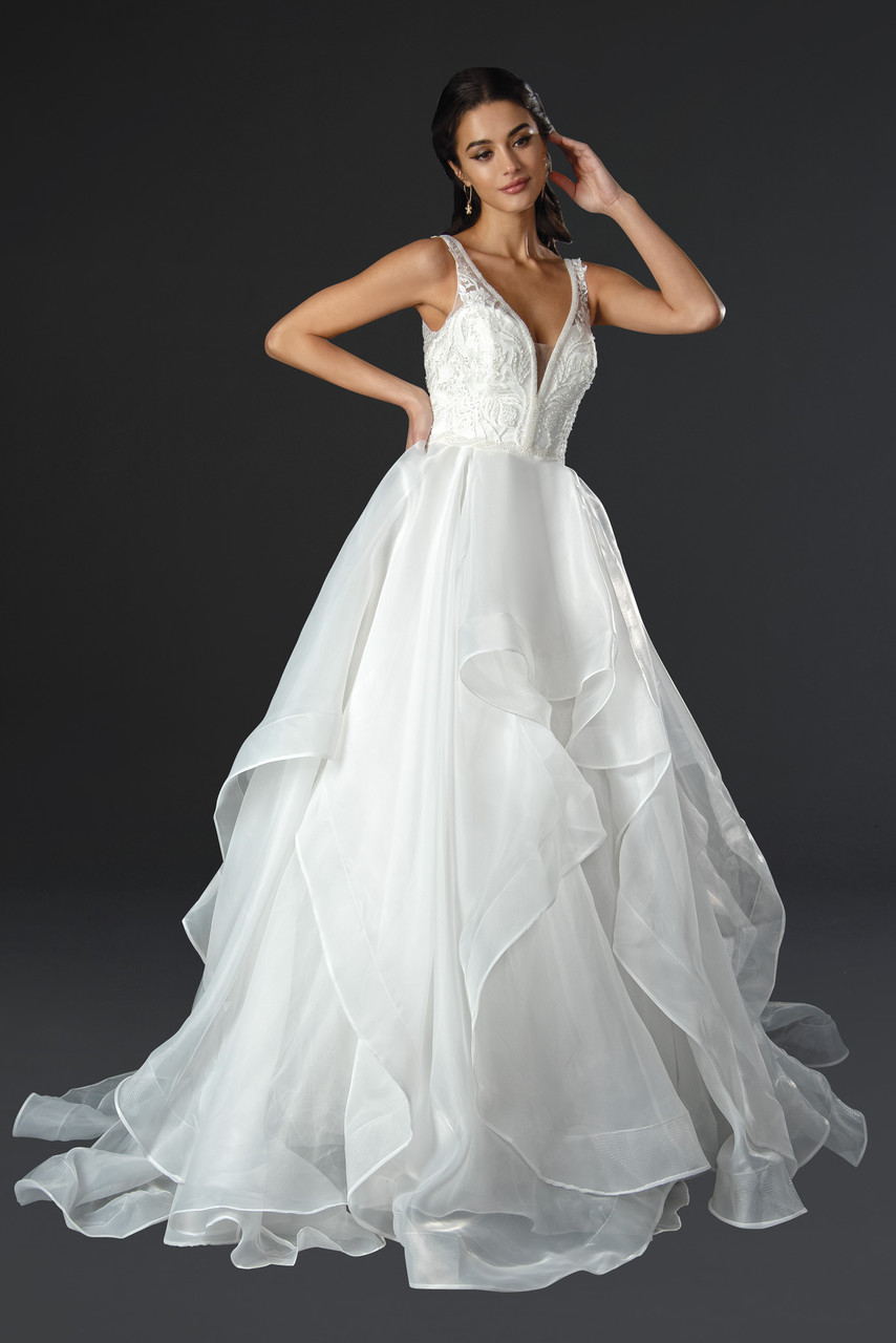 Stella Couture 22574 Plunging V-neck Sleeveless Bridal Dress