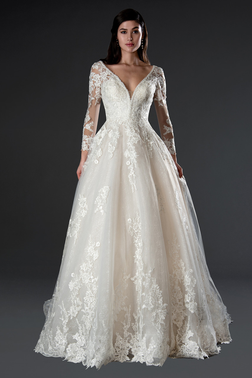 Shop Stella Couture 23556 V-neck Long Sleeves Wedding Dress