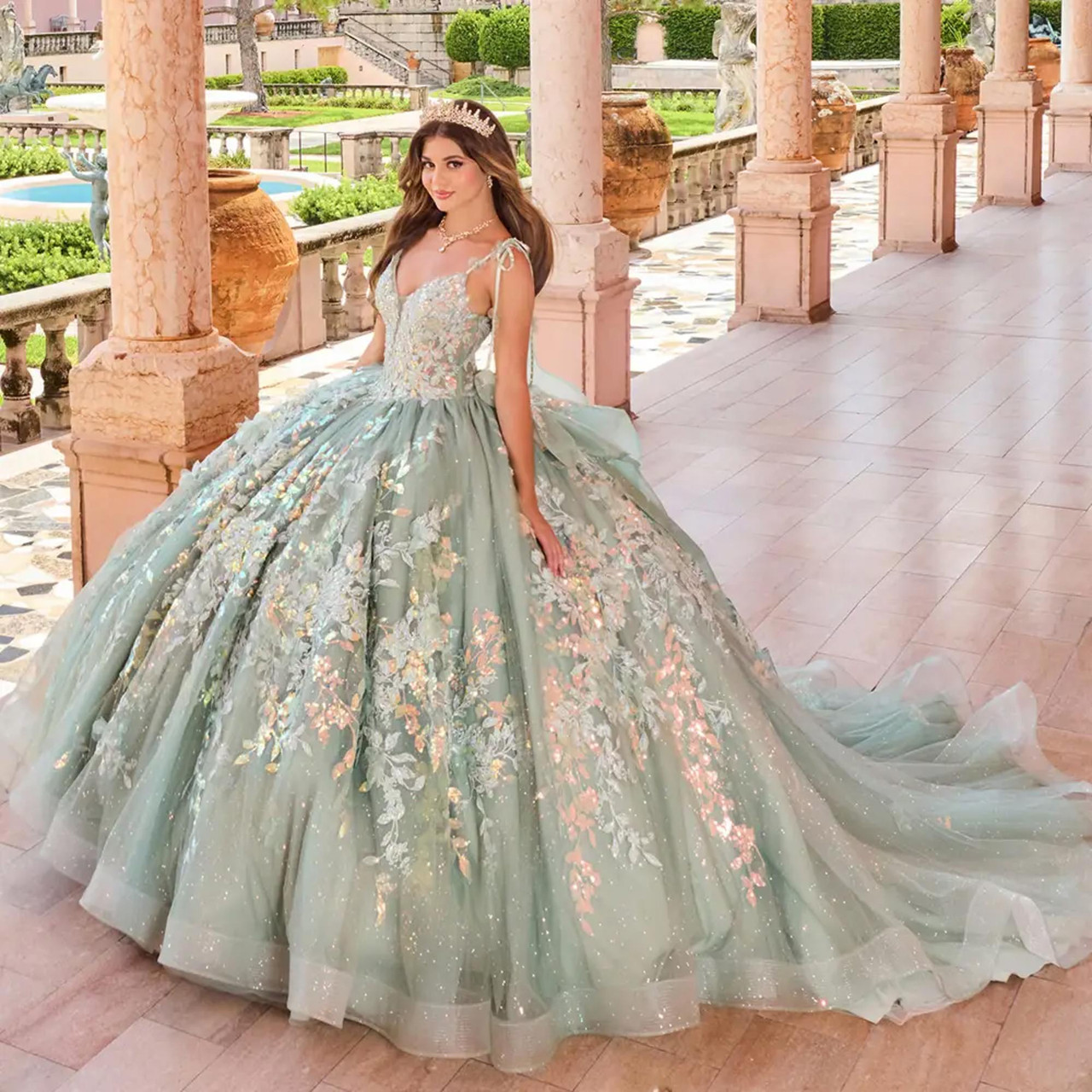 Princesa by Ariana Vara PR30157 Lace Glitter Tulle Gown
