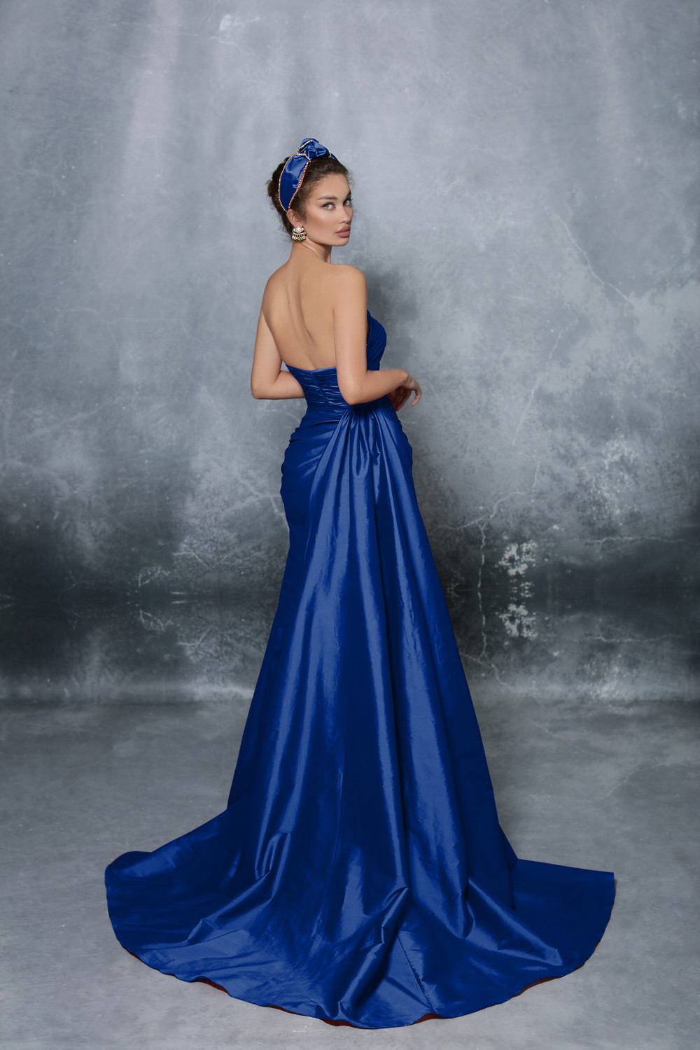 Tarik Ediz 96092 Strapless Wrap Fitted Bodice Taffeta Gown