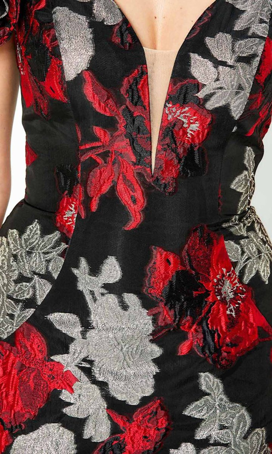 Montage by Mon Cheri 220952 Brocade Deep Off-shoulder Gown
