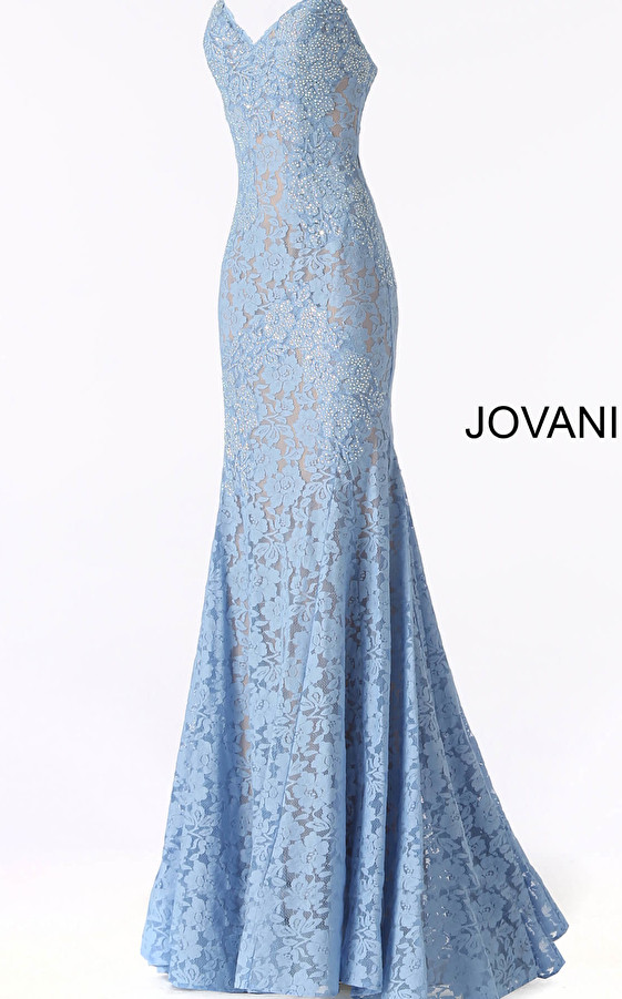 Jovani 37334 Crystal Embellished Strapless Lace Long Dress