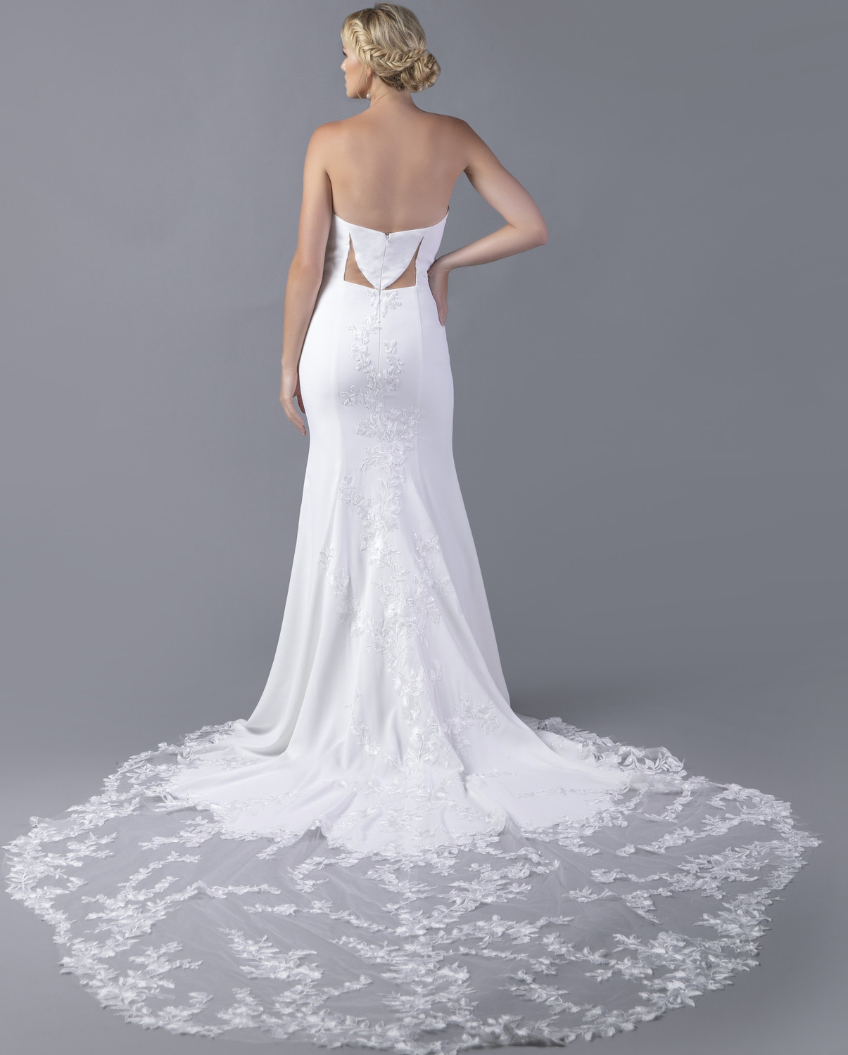 Alina Voce By Jovani AV05783 Cut Out Jersey Wedding Dress