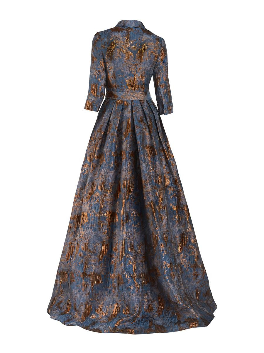 Janique 71321 Quarter-length Sleeves Jacquard Evening Dress