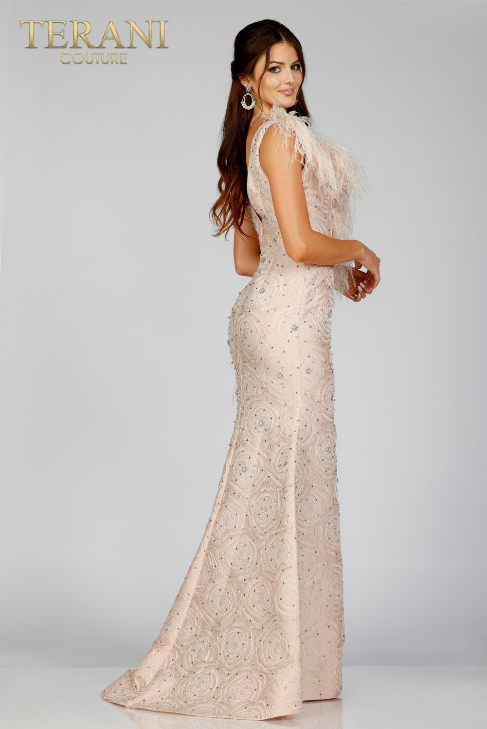 Terani Couture 231E0314 Brocade Sleeveless Mermaid Long Gown