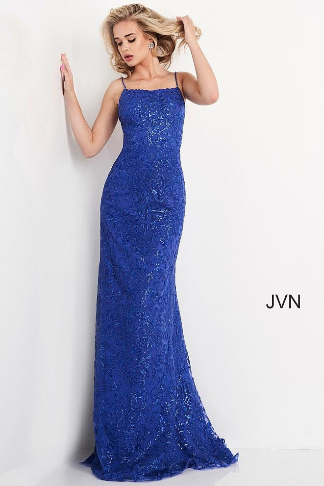 JVN by Jovani JVN04579 Spaghetti Strap Embroidered Dress