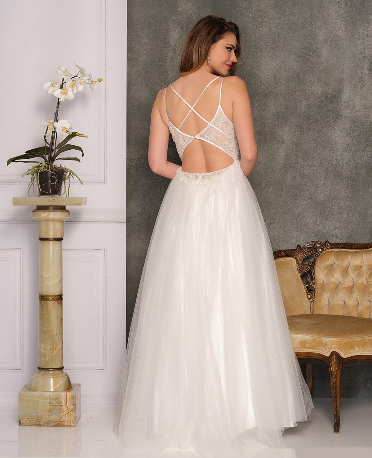 long sleeve white a line dress Boho V-neck Sleeveless Lace and Tulle A-line Wedding Dress – Ms. Grace main image 1