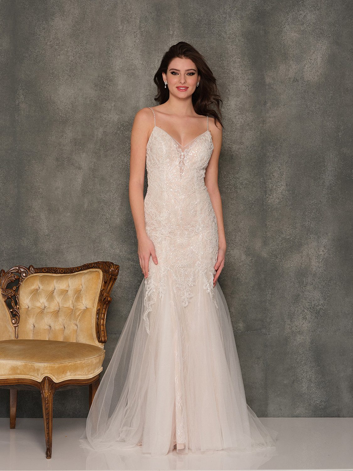 10386 Dave and Johnny 10386 Ivory Bridal Dress