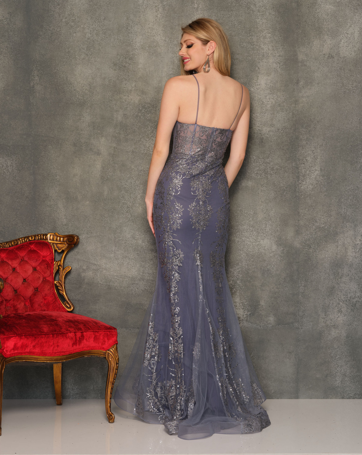 navy blue dress for ladies Velvi - Katrina Gown - Navy - Corset Dress With Crystal Detail main image 1
