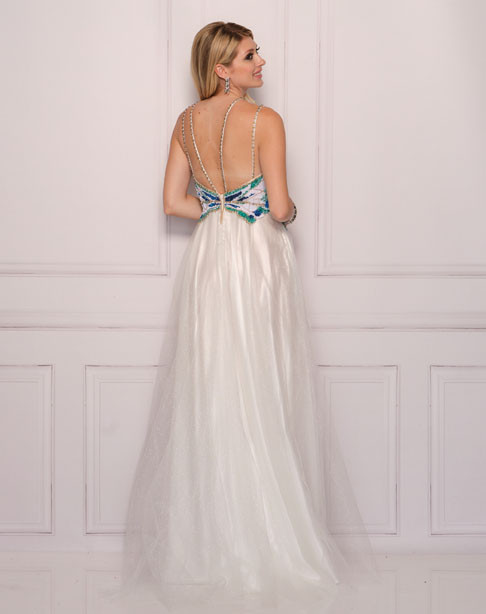 sachin and babi light blue dress White Prom Dresses,Backless Prom Dress,Beading Evening Dress  Hoprom
