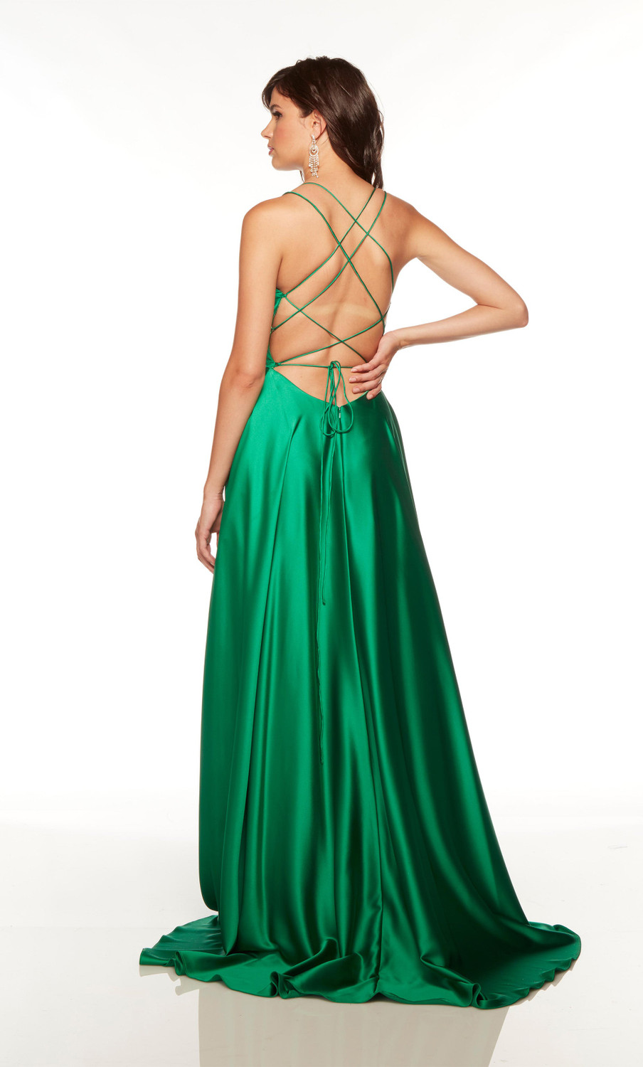 Alyce Paris 1748 Luminous Satin Plunging Neck Formal Dress Alyce Paris 1748 Luminous Satin Plunging Neck Formal Dress