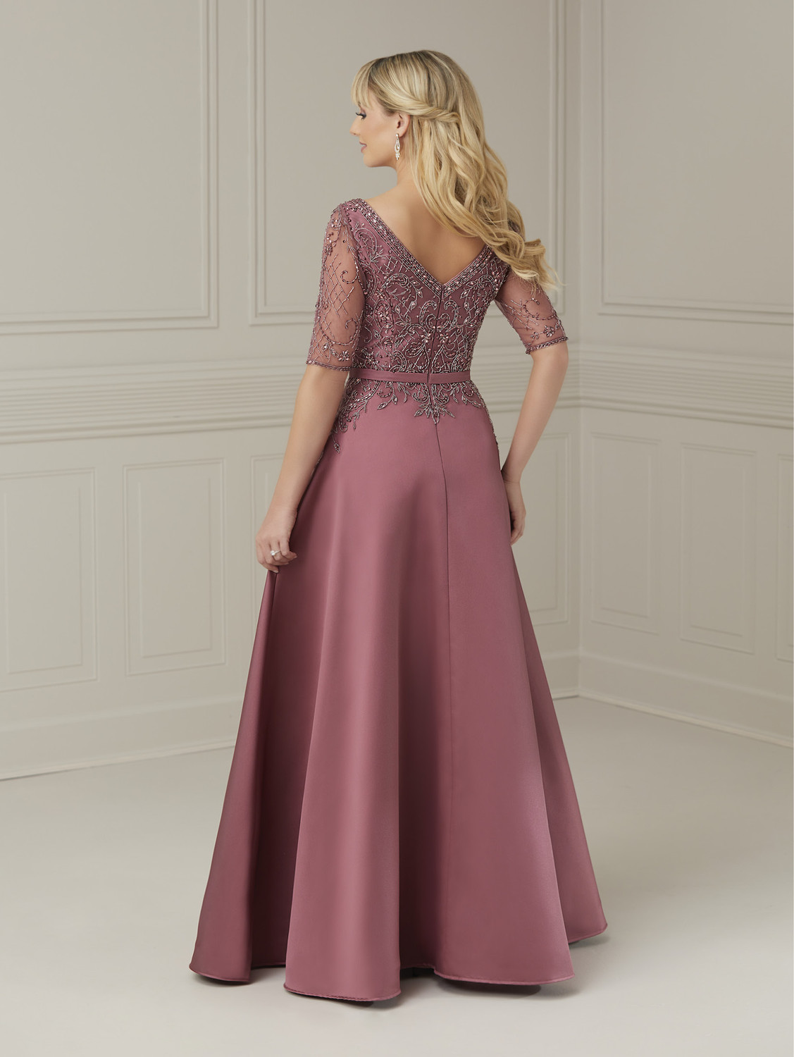 elegant woman dress A Line Floral Tulle V-Neck Short Sleeve Formal Evening Dress