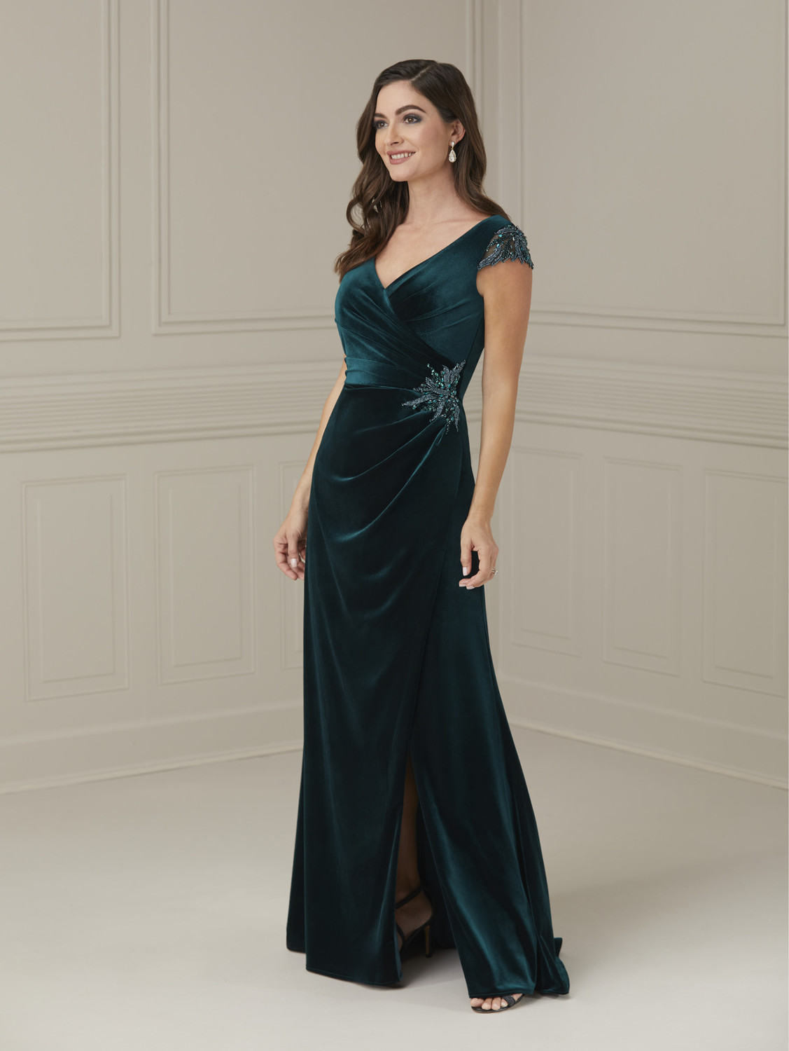 v neck flare sleeve dress Fishtail V Neck Wholesale Party Dresses with Illusion Sleeves main image 1