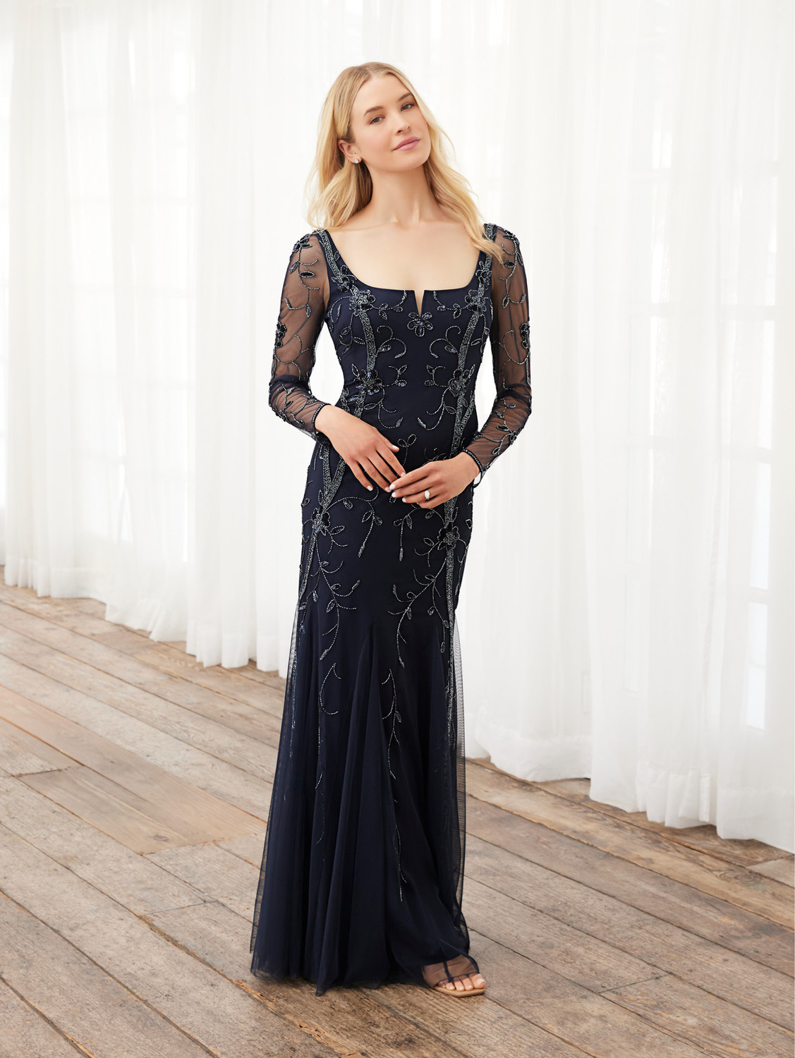 mesh square neck dress Women's Gloam Sheath Square Neck Mesh Floor Length Dress Customize Gold MEAN BLVD