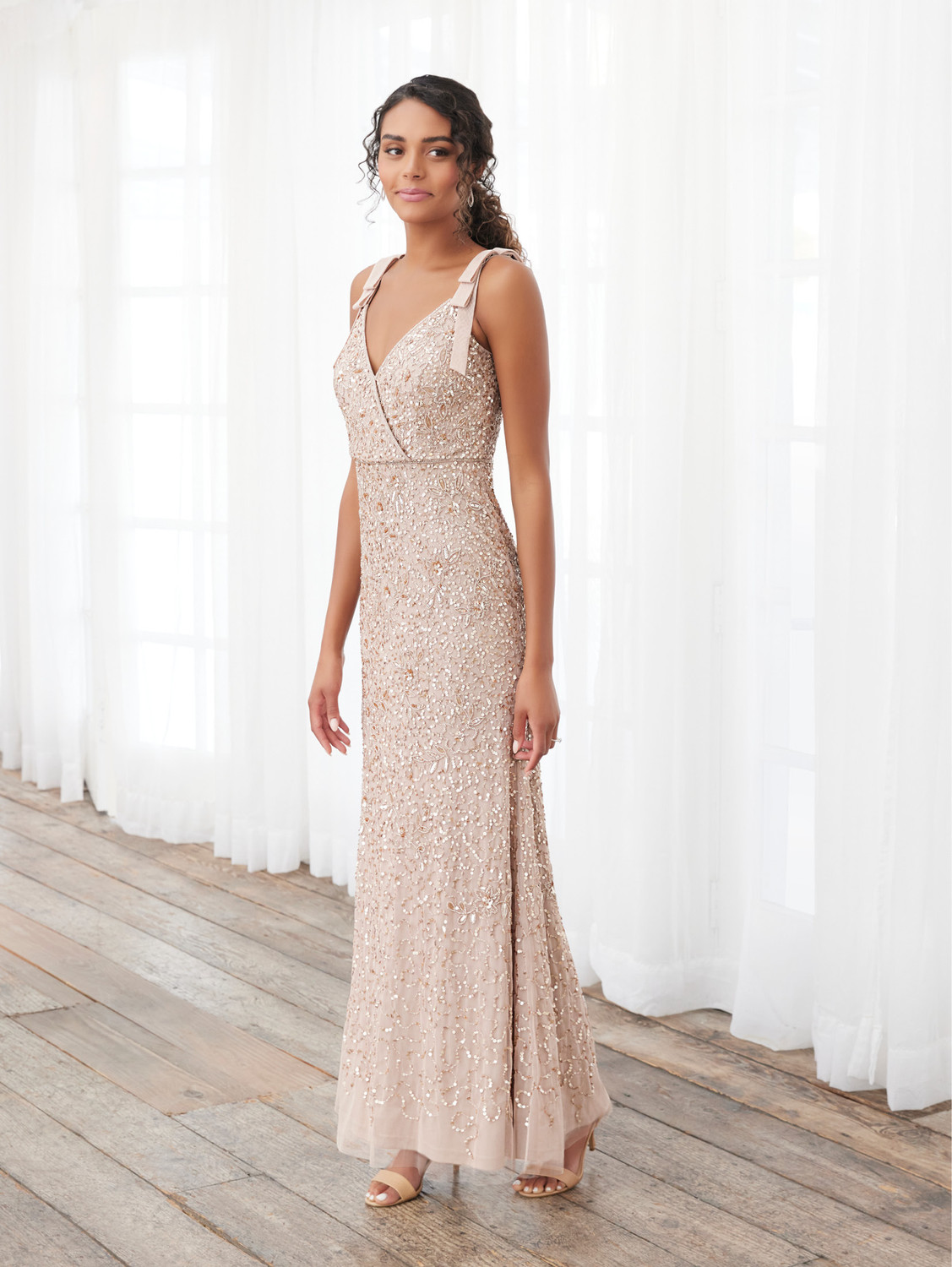 House of Wu 40397 Bead Mesh Sweetheart Neck Sleeveless Dress