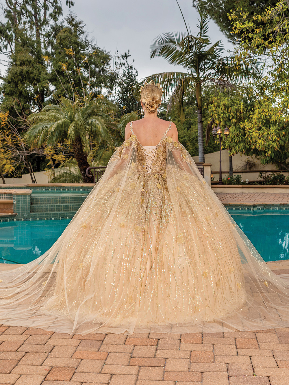 queen gold dress Dancing Queen - 1512 Embellished Strapless Sweetheart Ballgown L / Black