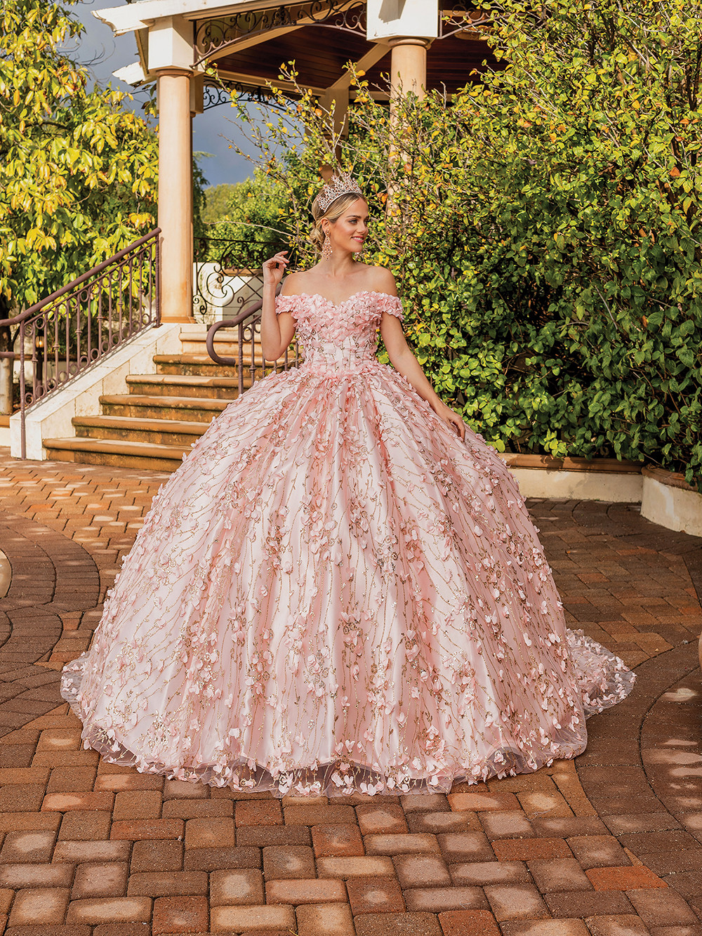 ballgown dress 3D Floral Applique Off Shoulder Ball Gown by Ladivine 15717 main image 1