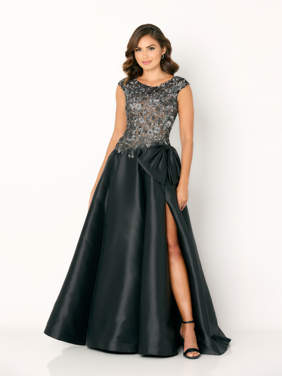 red lace 3 4 sleeve dress Nox Anabel MF103 Glamorous Sequin Bodice A-Line Gown with 3/4 Sleeves Mocha / 22W