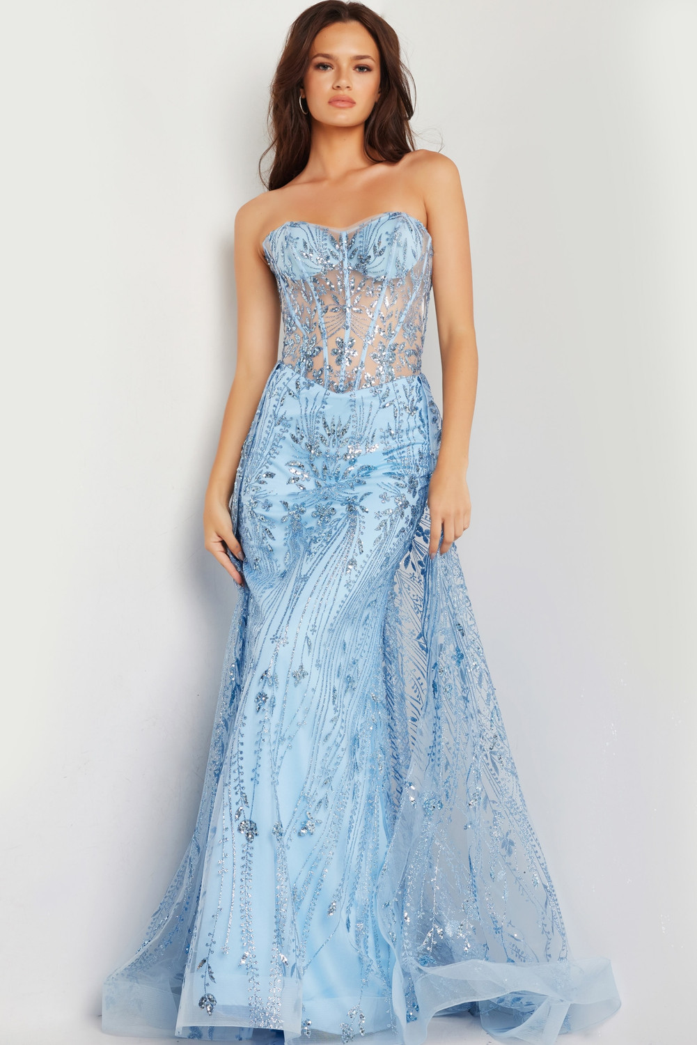 illusion neckline homecoming dress Jovani 26113 Long Prom Gold / 2 Off-the-shoulders