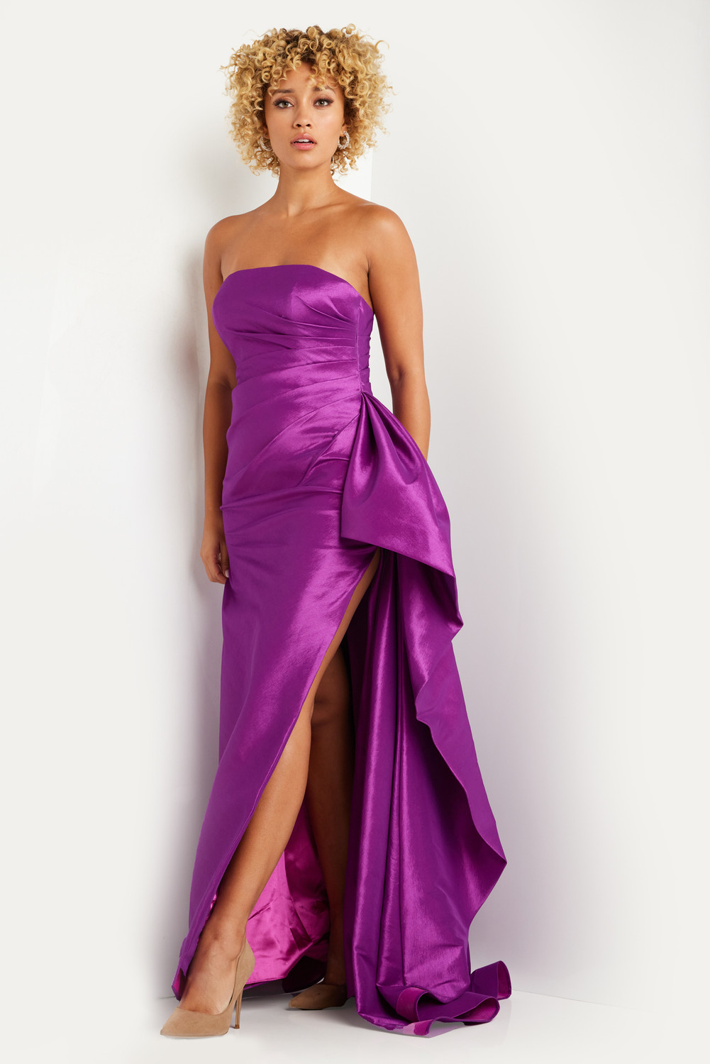 taffeta pleated dress Pleated Taffeta and Organza Long Dress