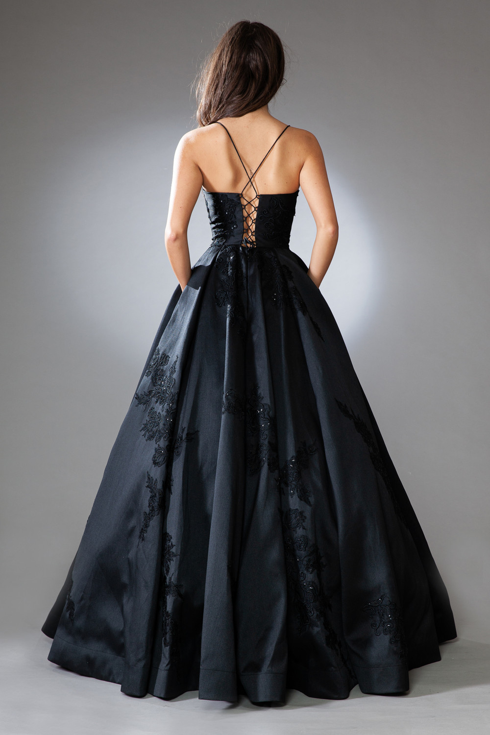 Amelia Couture SU074 Spaghetti Straps Scoop Neck Long Dress