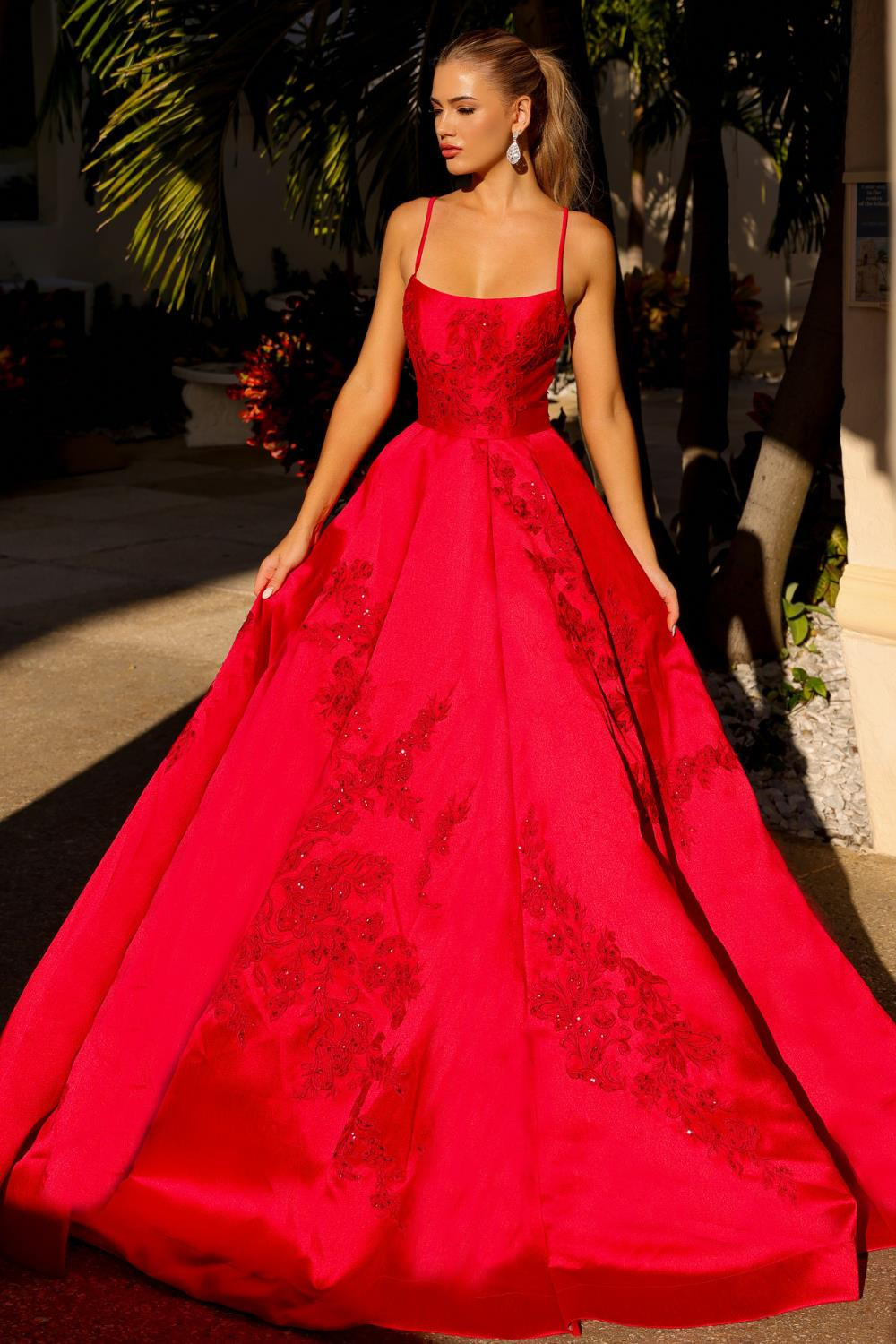Amelia Couture SU074 Spaghetti Straps Scoop Neck Long Dress