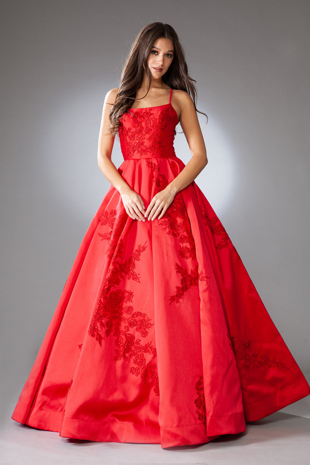Amelia Couture SU074 Spaghetti Straps Scoop Neck Long Dress
