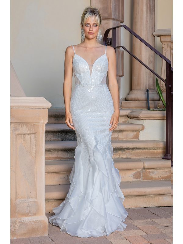 Dancing Queen 0223 Sequins Sleeveless Mermaid Wedding Gown