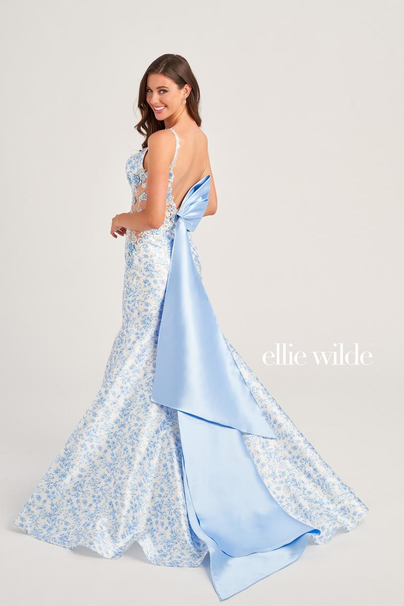 open lace back dress Asymmetrical Neckline Sleeves Sweep Train Prom Dresses COCOMELODY CS0804 main image 1