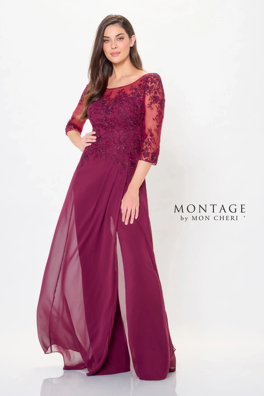 Montage by Mon Cheri M918 Three-Quarter Sleeves Long Dress