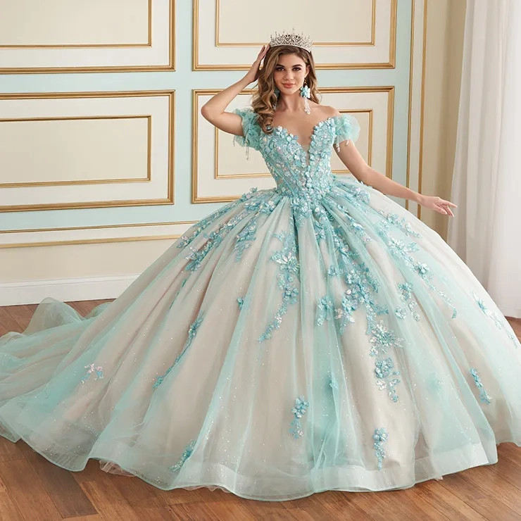 Princesa by Ariana Vara PR30174 Sequin Tulle Long Ball Gown