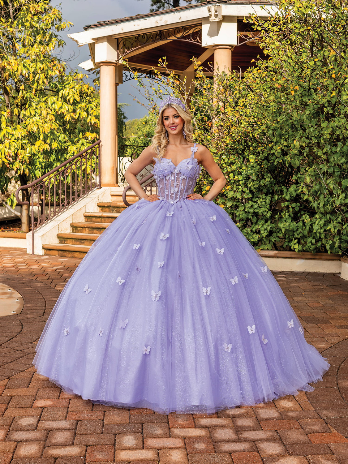 Dancing Queen 1879 Corset Bodice Floral Applique Long Gown