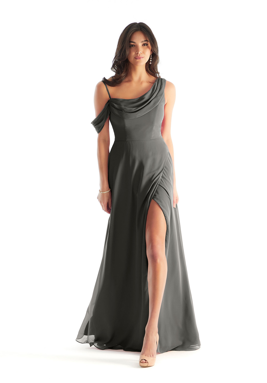 Morilee Bridesmaid 31222 Chiffon Asymmetric Neck Long Dress