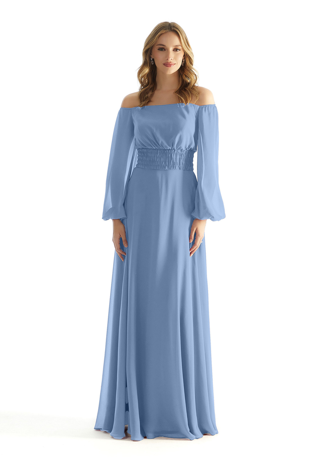 Morilee Bridesmaid 31238 Chiffon Bishop Sleeves Dress