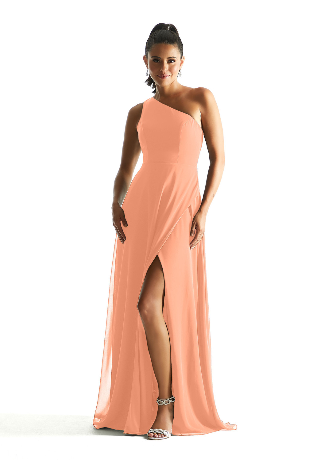 blue dress for baby girl Bling Straps Chiffon A Line Bridesmaid Dress – Chicago Bridal Store Company main image 0