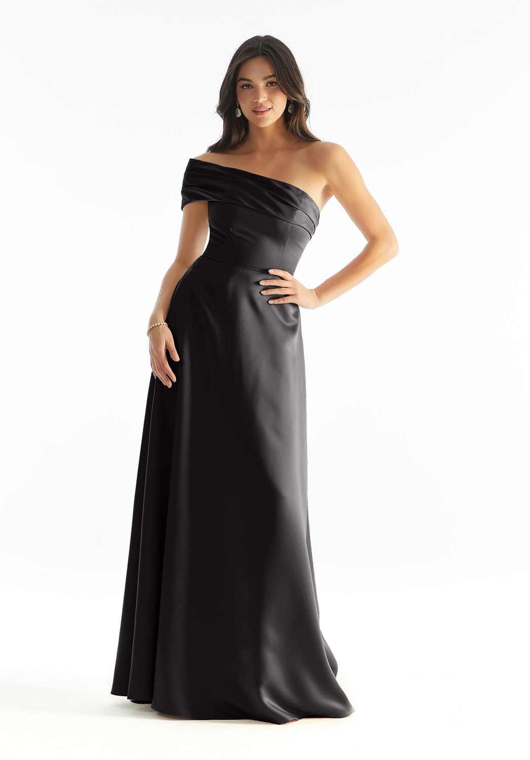 blue dress for baby girl Mermaid Satin One Shoulder Elegant Formal Long Bridesmaid Dresses with –  bridalsew main image 1
