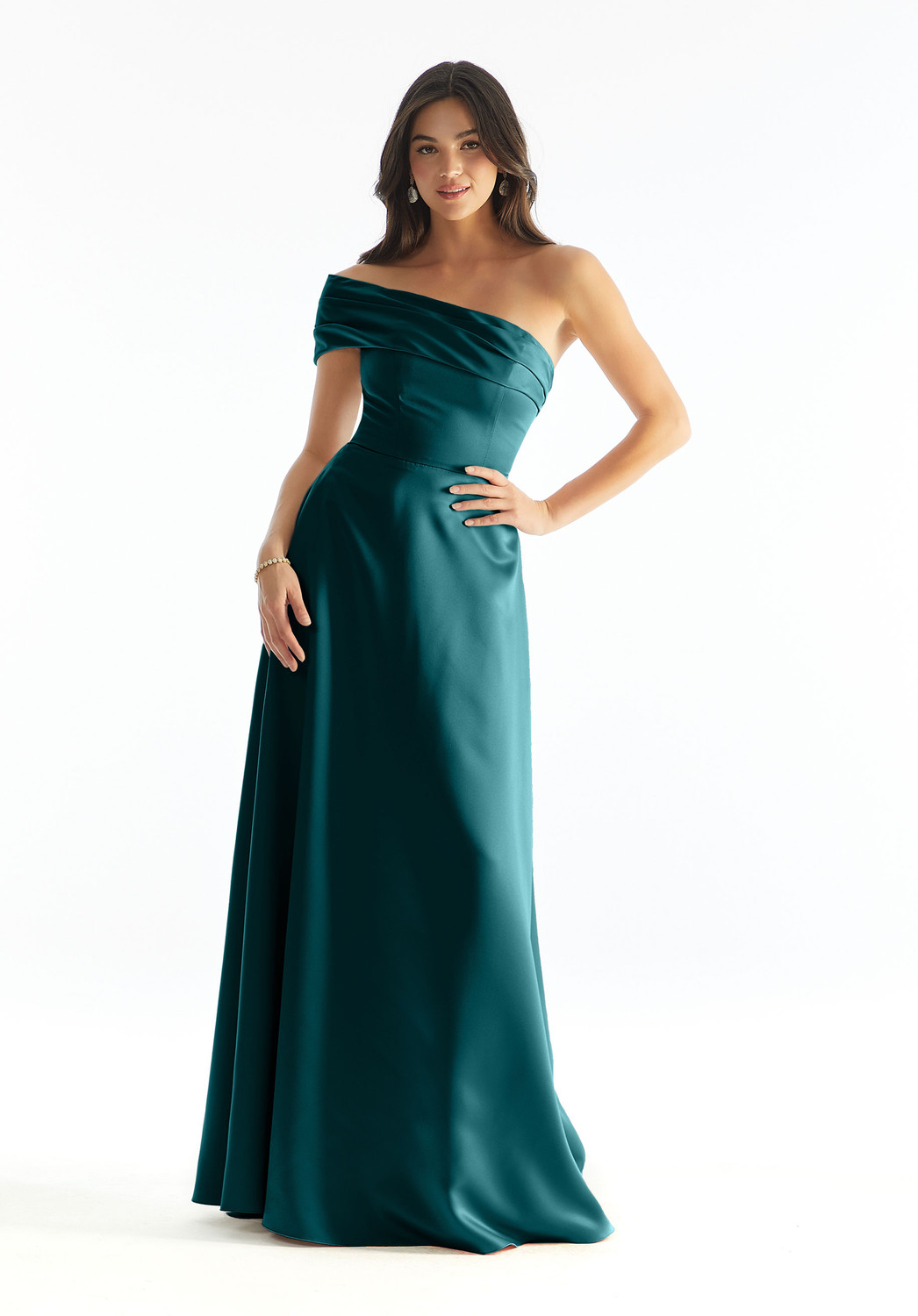 blue dress for baby girl Off The Shoulder Bridal A-Line Satin Dress 8 / Off White main image 0