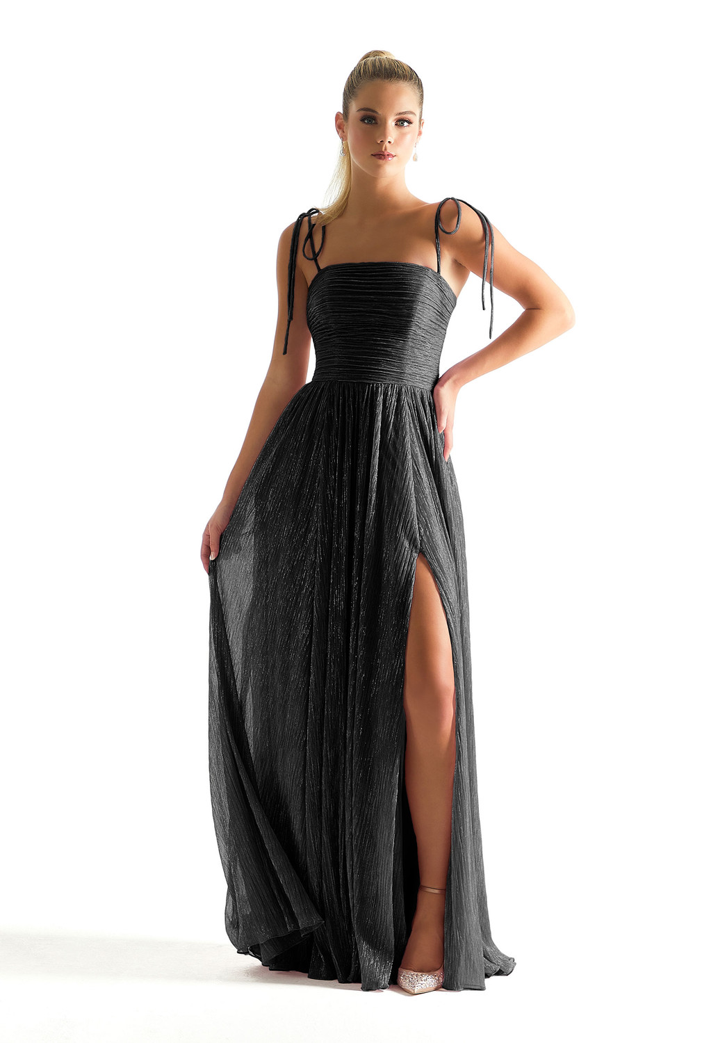 Morilee Bridesmaid 21852 Pleated Shimmer Straight Neck Dress